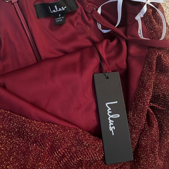 NWT Lulus Next Please Gold and Burgundy Cowl Neck Bodycon Dress - Picture 12 of 15